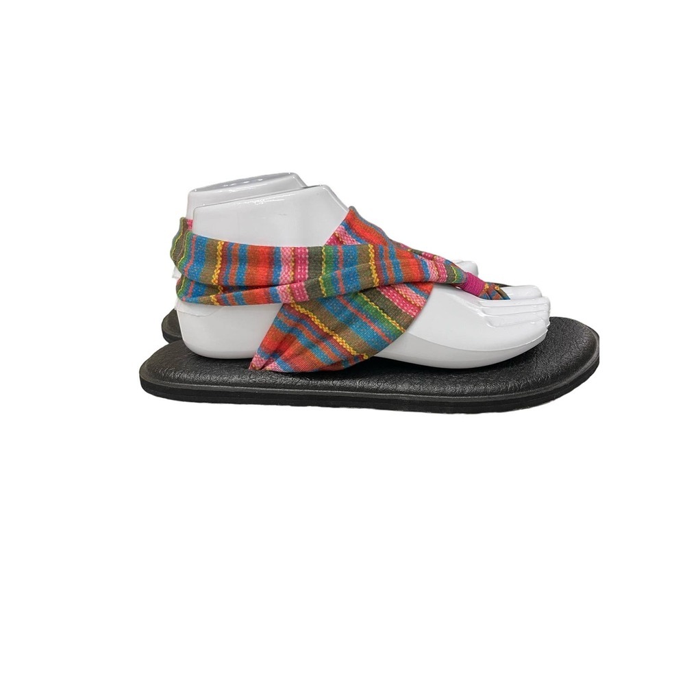 Sanuk Yoga Sling Back Multicolor Cabaret Kauai Blanket Flip Flop Samdals Sz 9